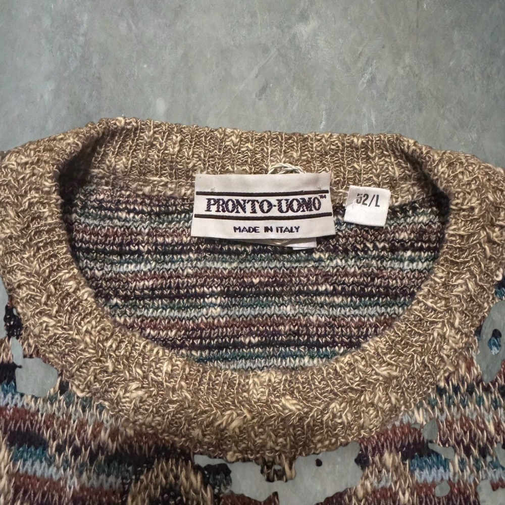 Men's Patterned Sweater - Black and Brown - Picture 2 of 3